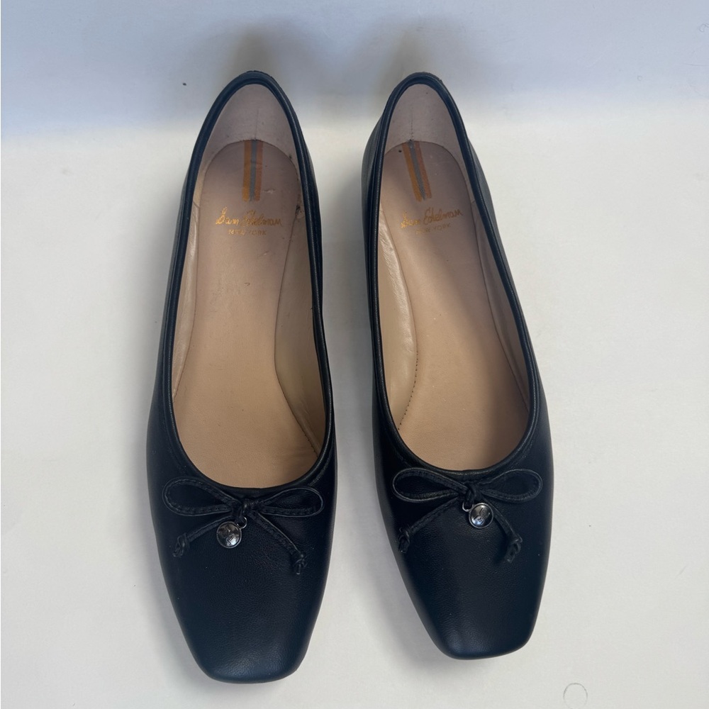 Sam Edelman Meadow Ballet Flat Women’s Size 8, Black Leather Square Toe